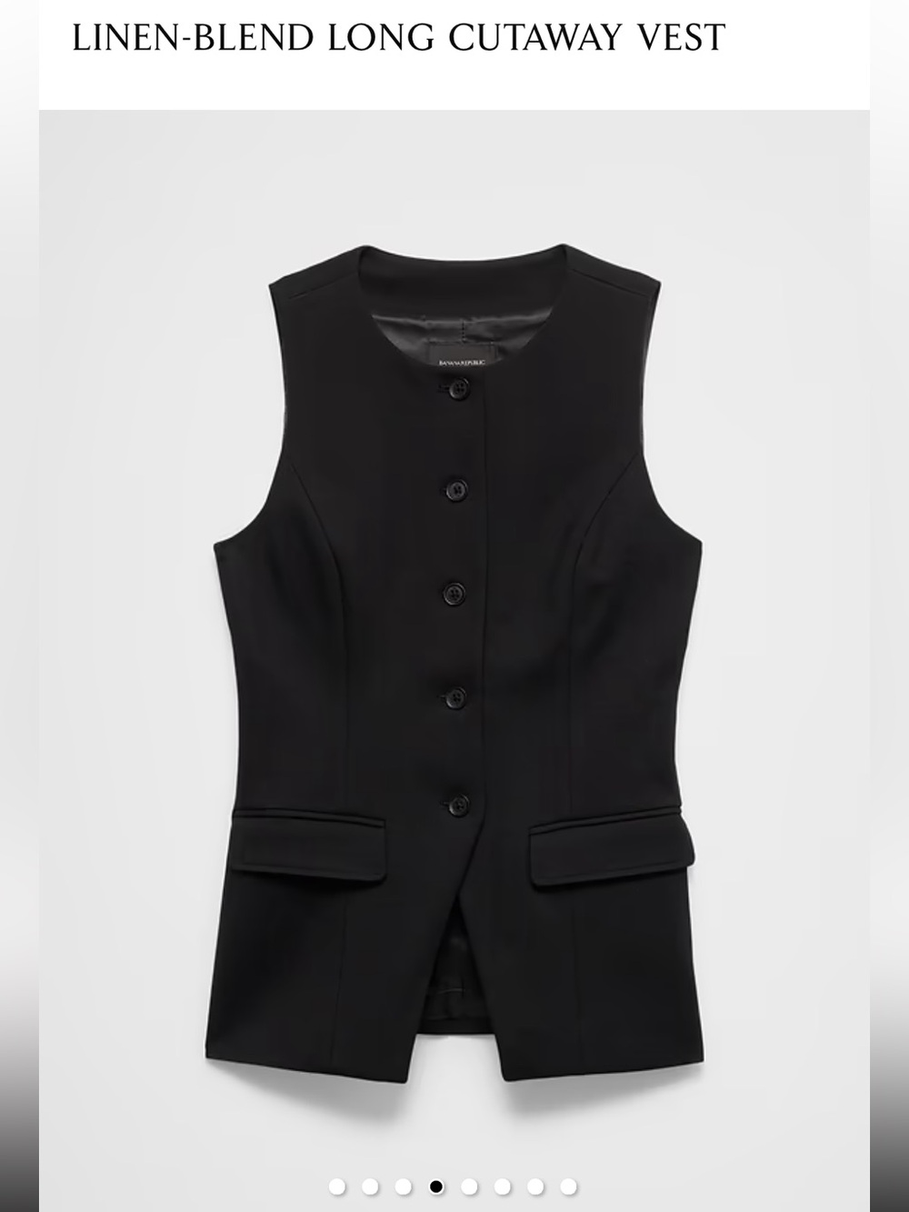 Banana Republic Black Sleeveless Button-Front Vest